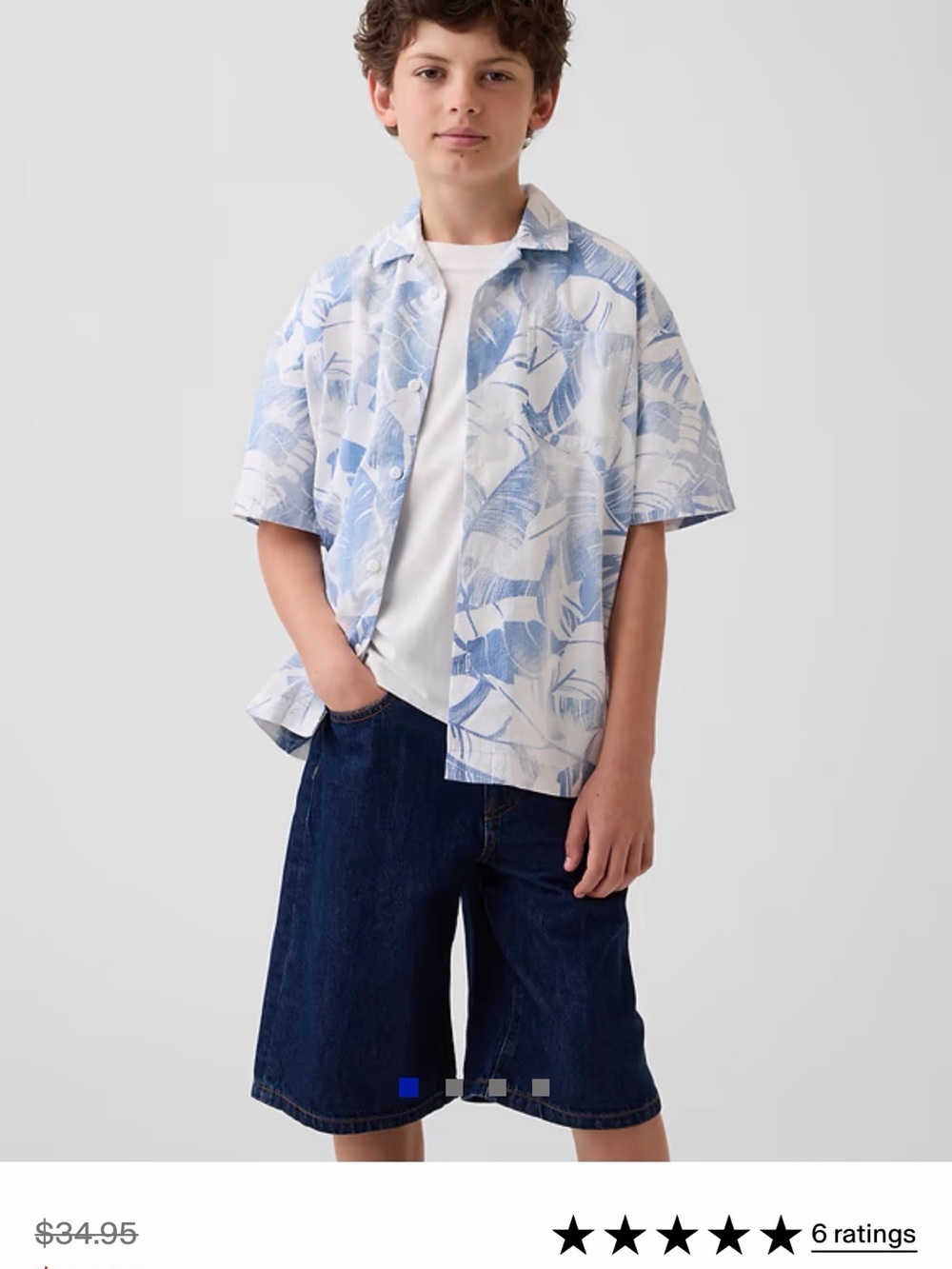 Gap and Old Navy Boy White Tropical Print Short-Sleeve Shirts